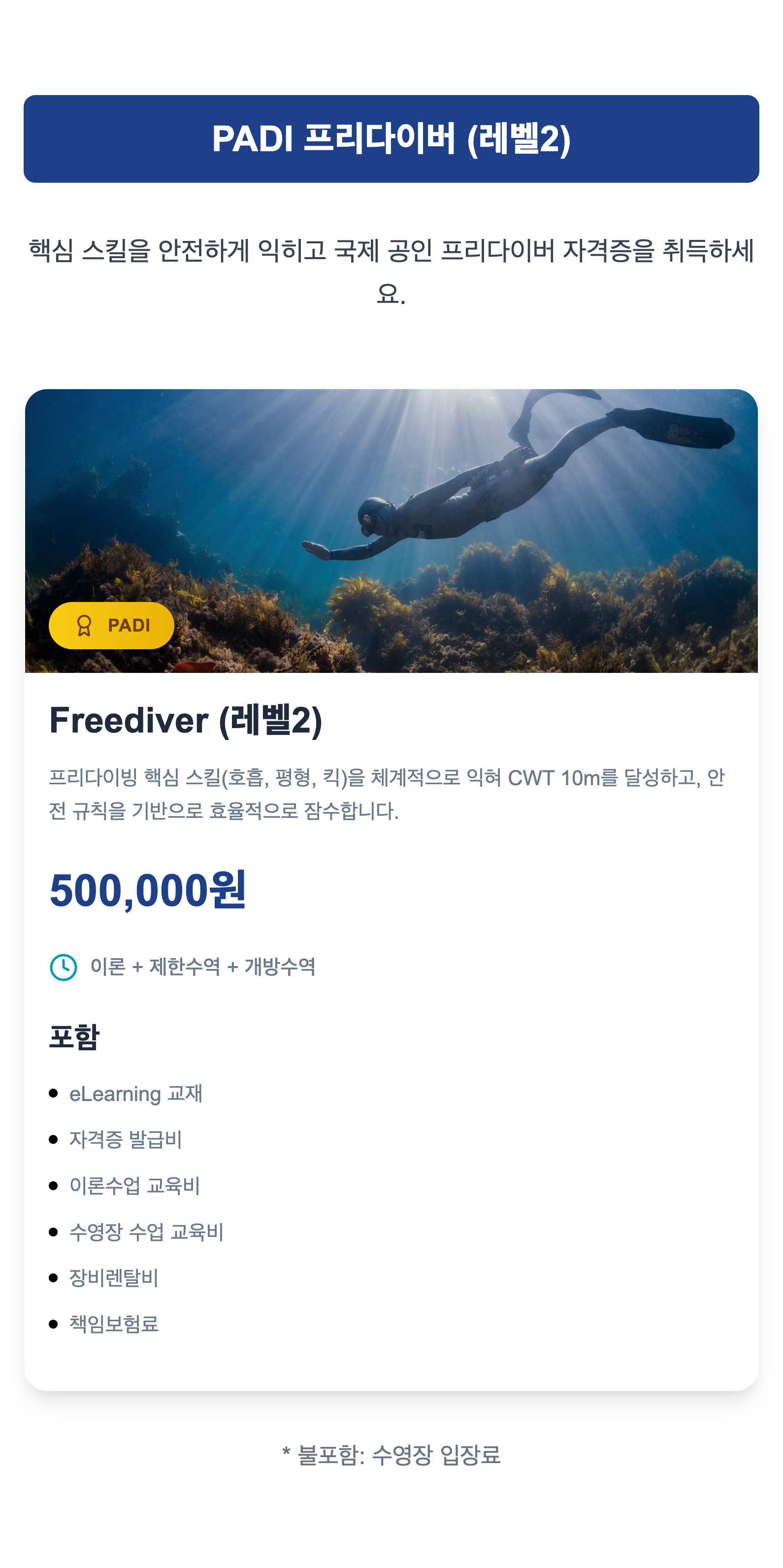 Freediver Level 2 Cards Section